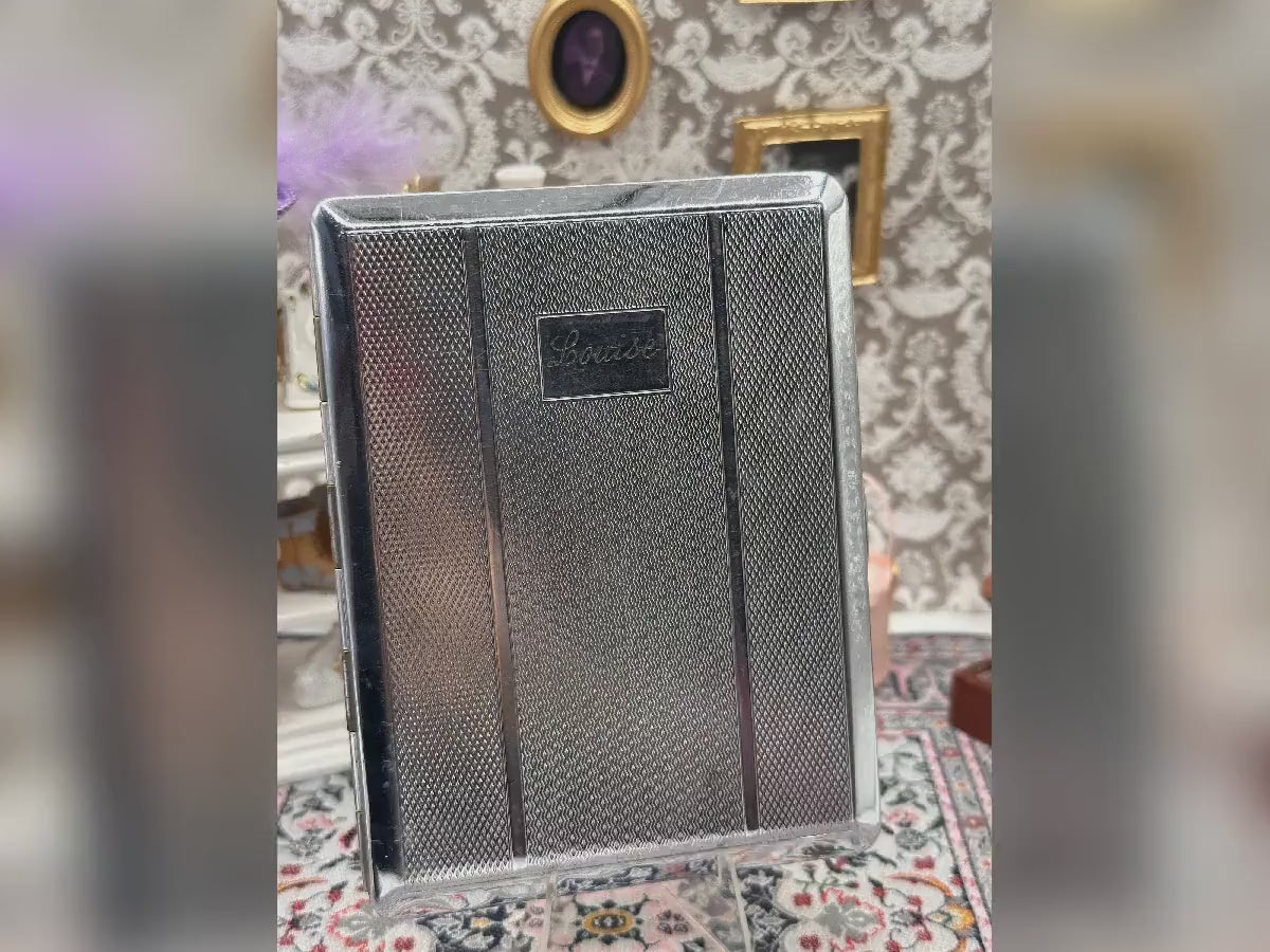 Vintage Kingcraft Cigarette Case – Personalised “Louise” – Engine Turned Silver Tone – 1950s Made in England – 11cm