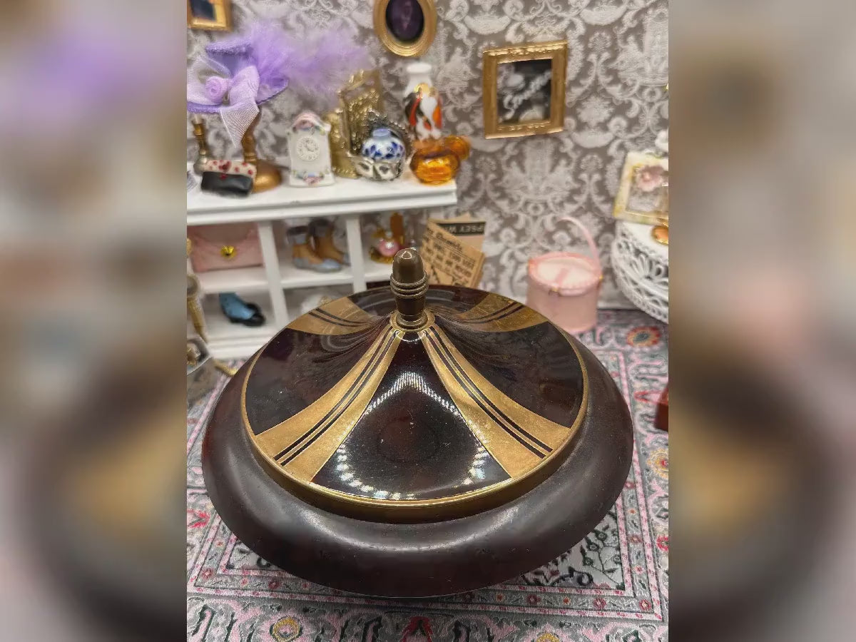 Art Deco Musical Powder Bowl – 1930s Brass Vanity Decor