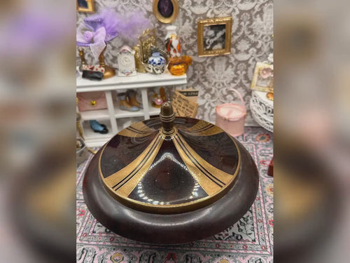 Art Deco Musical Powder Bowl – 1930s Brass Vanity Decor