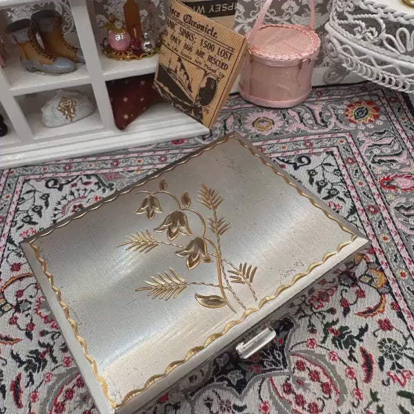 Vintage Reuge Musical Powder Compact Silver Plated Swiss Movement Fascination Tune Boxed Vanity Compact