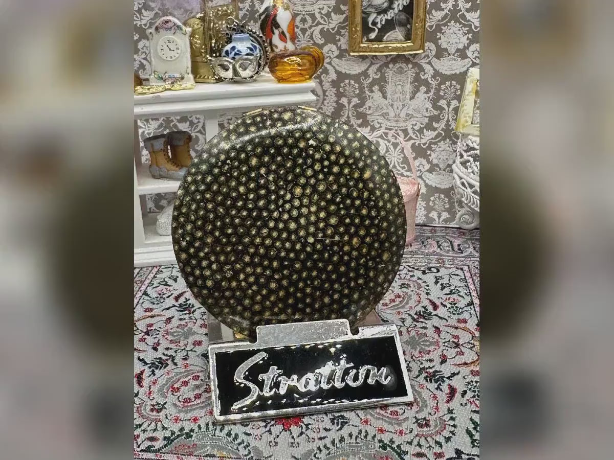 Rare 1930s Stratton Faux Shagreen Powder Compact – Collectable Vanity, Made in England