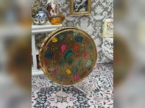 Mimosa Powder Compact Vintage Leaf Design Gold Tone Retro Collectable Makeup Accessory