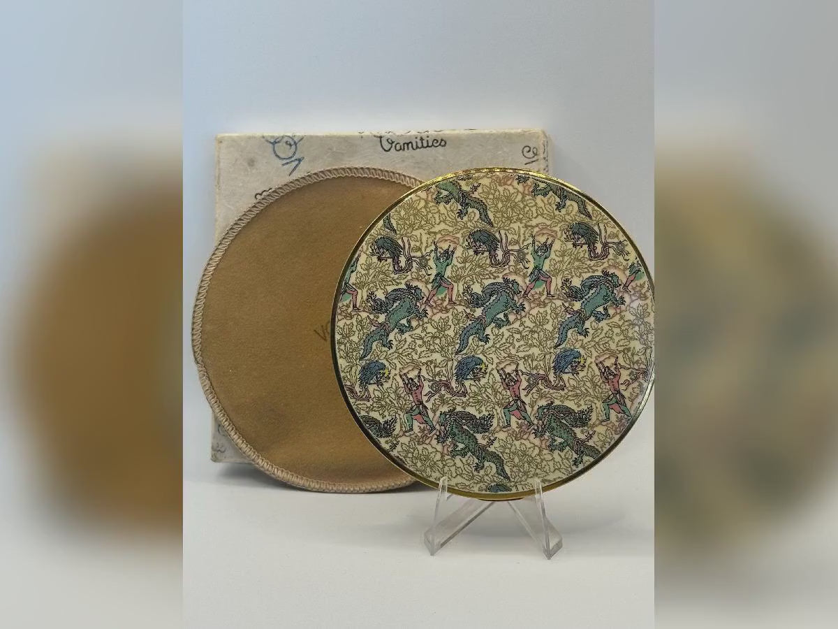 Vintage Vogue Vanities Persian Design Powder Compact – 10cm, Boxed with Original Pouch