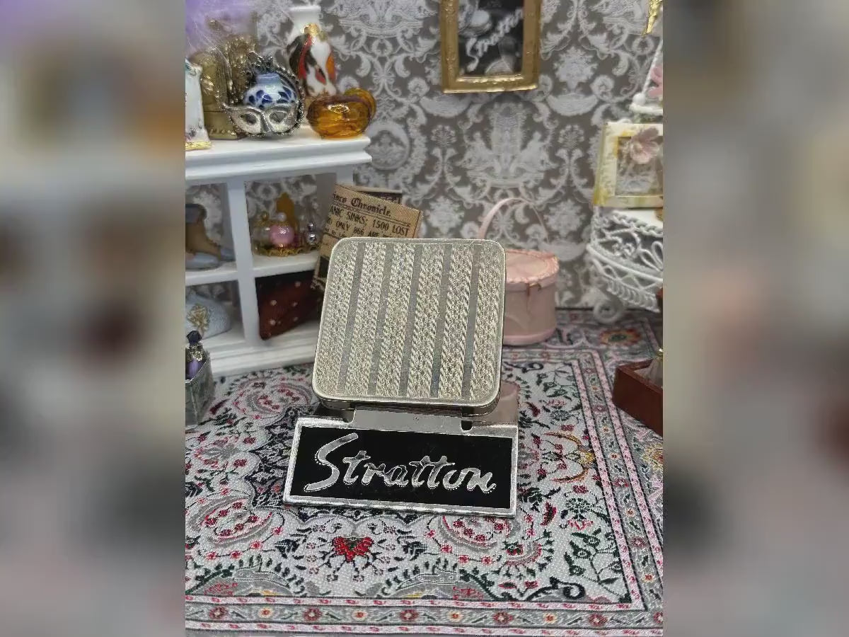 Vintage Stratton Stratnoid Powder Compact: Silver-tone Guilloché, 1930s Vanity